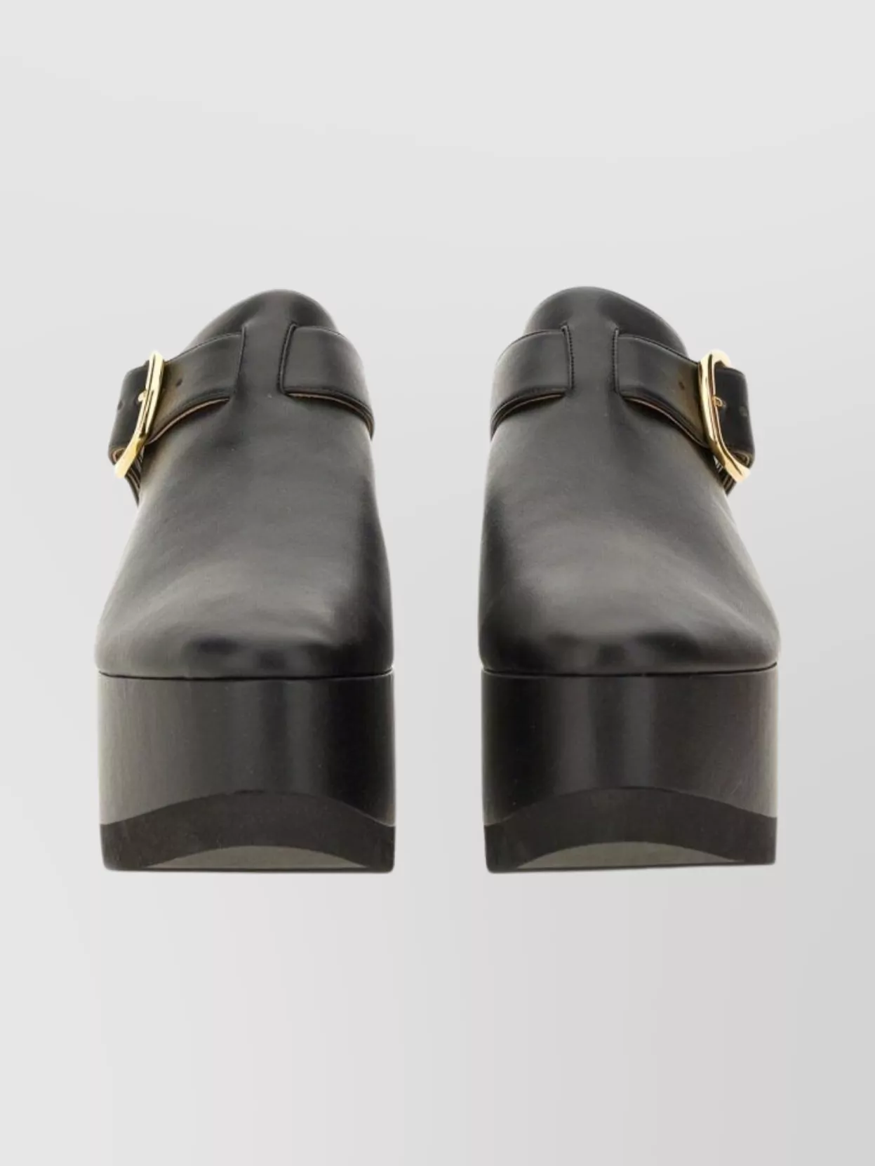 Stella Mccartney Platform Sandals With Buckle And Open Back In Black