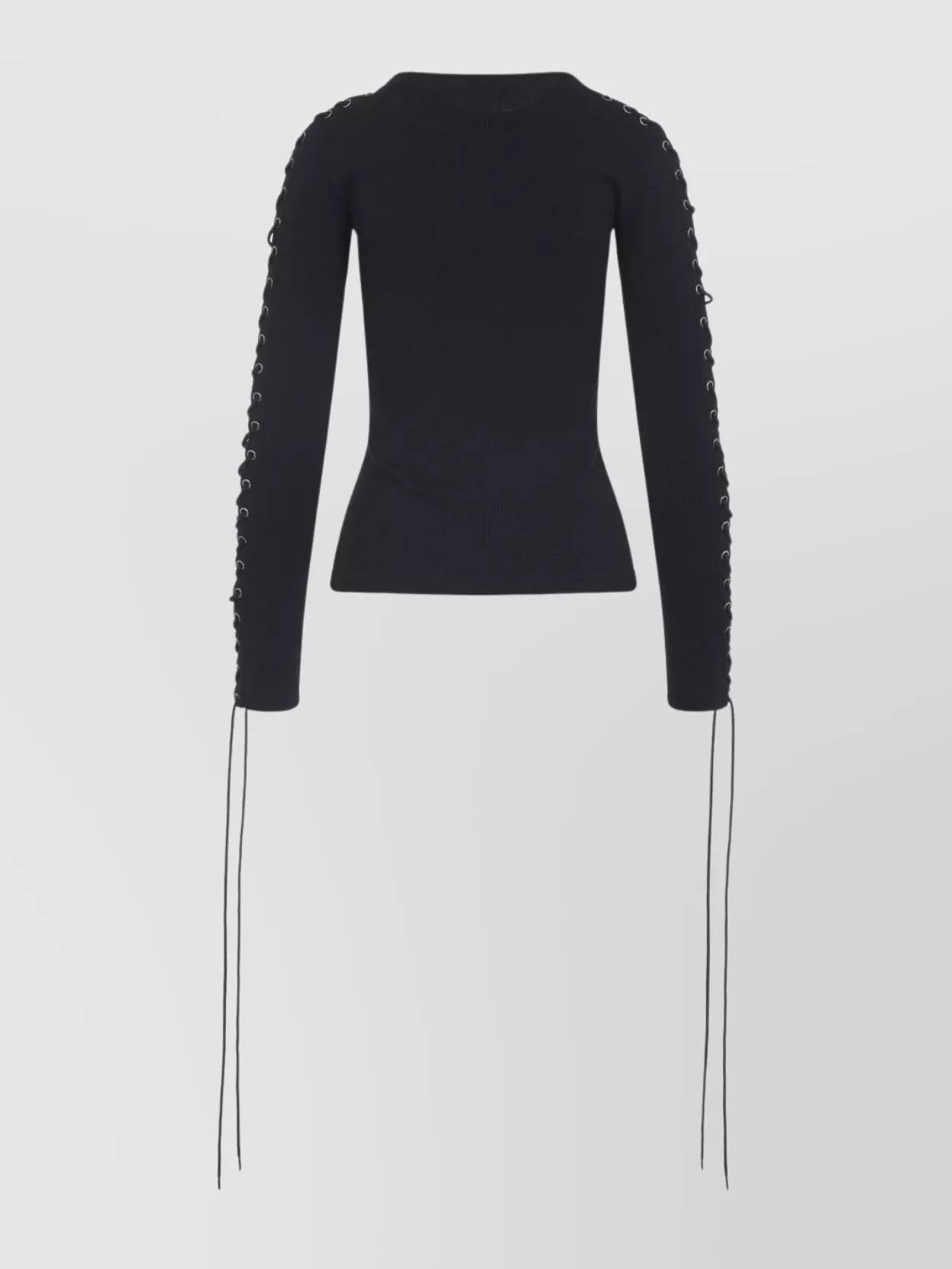 Balenciaga Lace-up Long Sleeve Cotton T-shirt In Blue