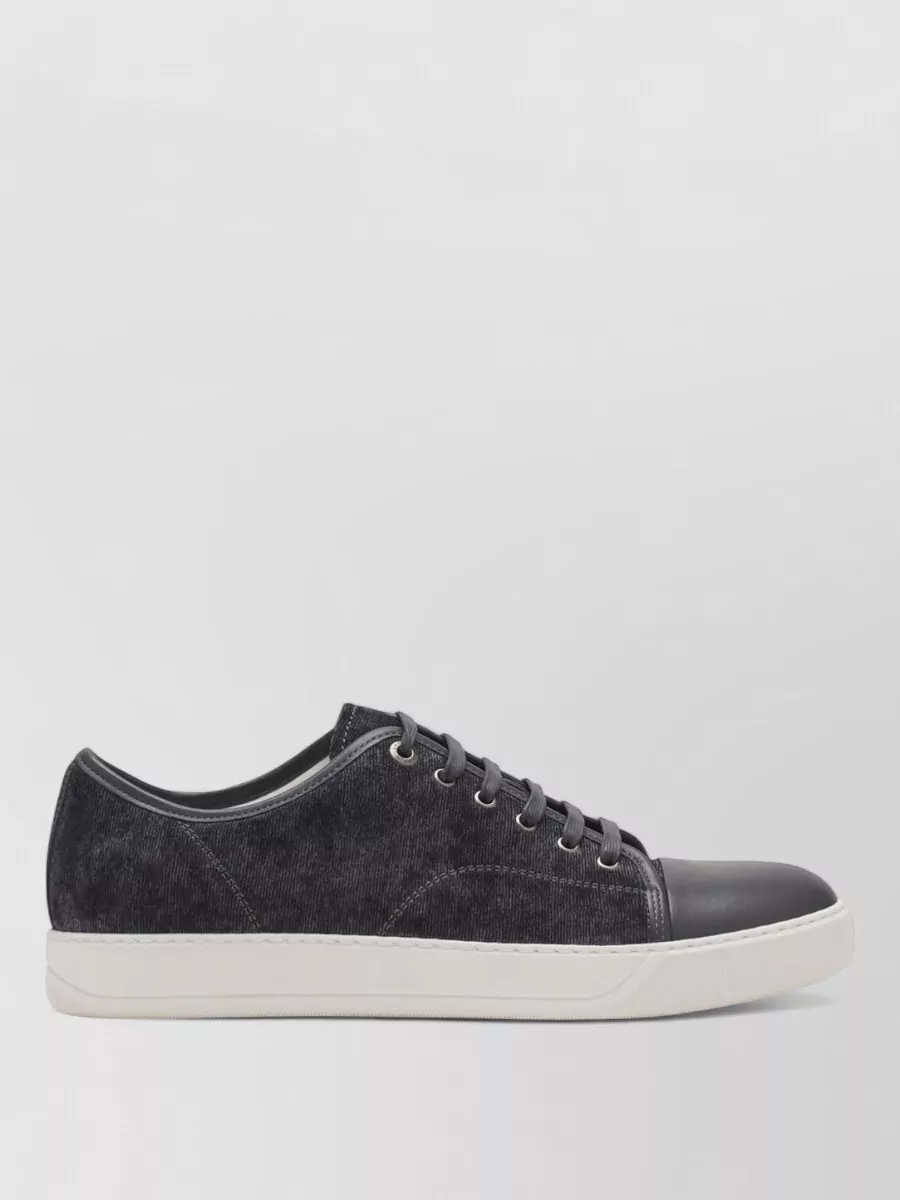 Lanvin Low Sneakers Contrast Toe Cap Leather Trim