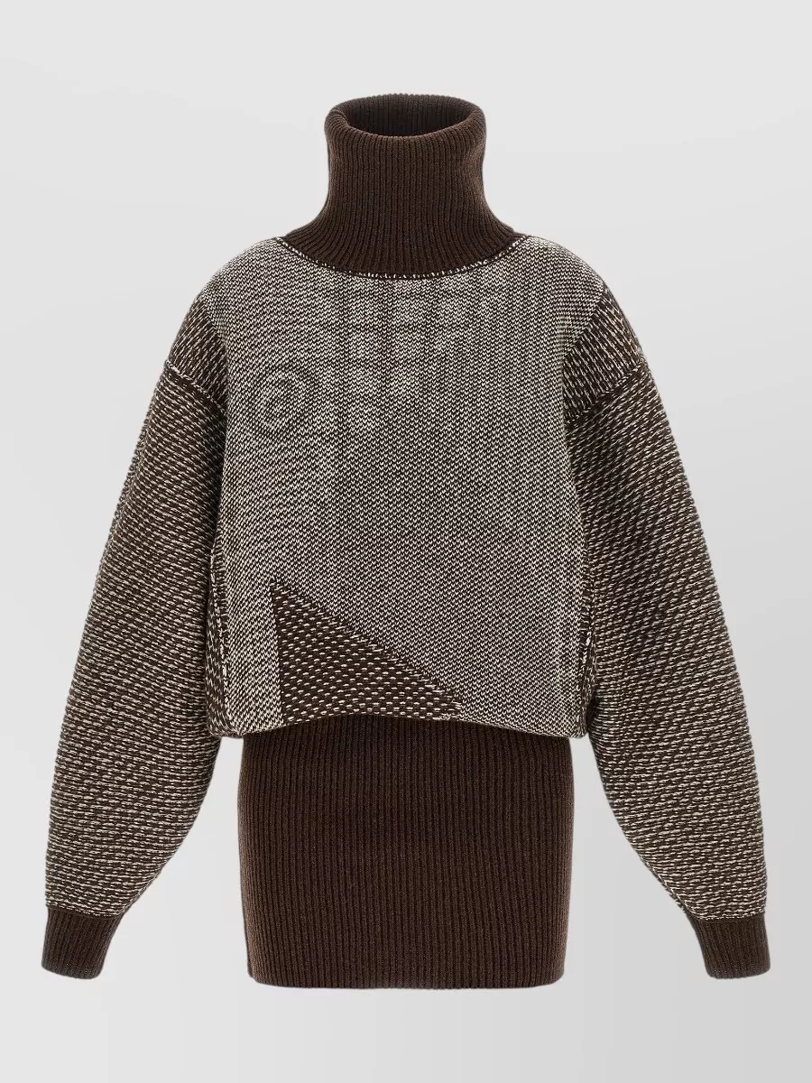 Mm6 Maison Margiela wool jacquard high neck mini sweater dress