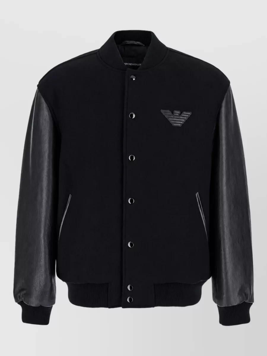 Emporio Armani leather logo bomber jacket