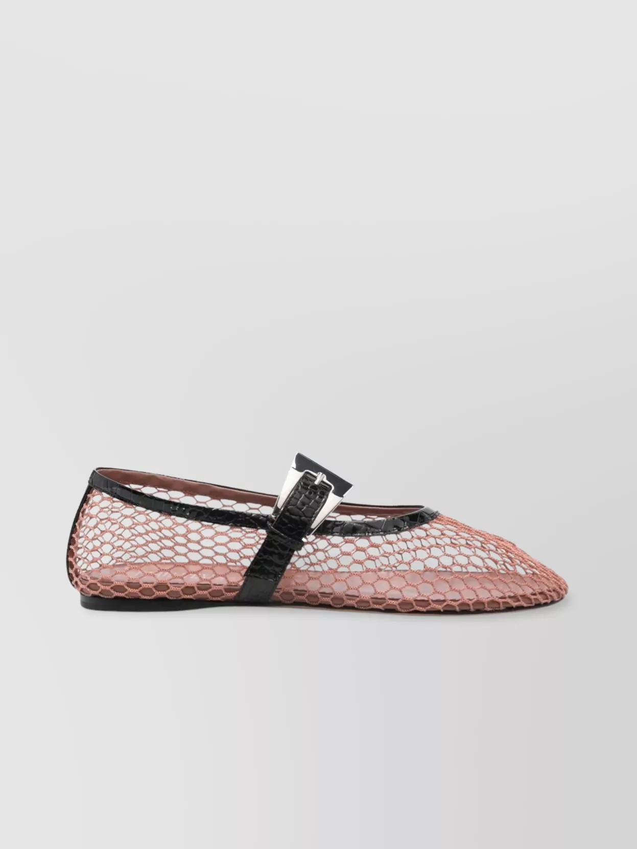 Paris Texas Almond Buckle Mesh Ballet Flat