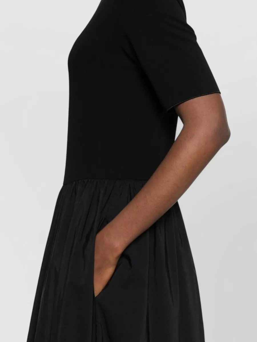 Emporio Armani Midi Dress Gathered Skirt Round Neckline