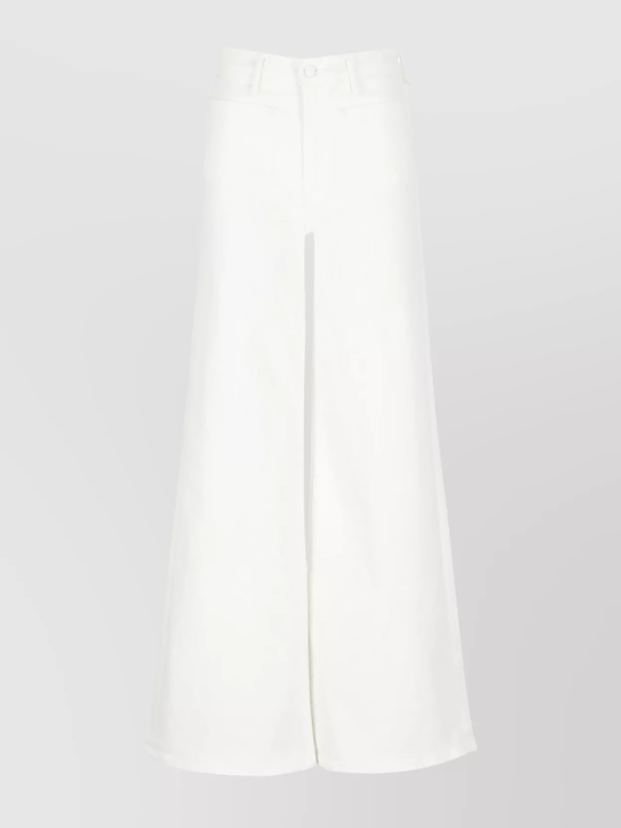Mother Straight Wide-leg Cotton Trousers In White