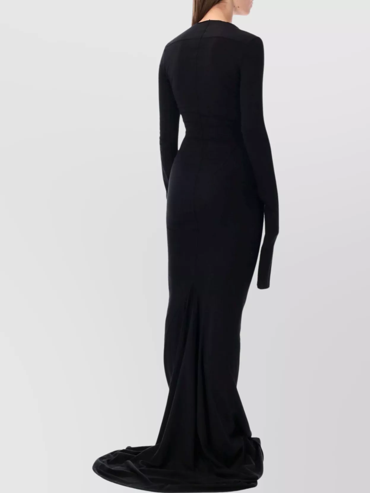 Rick Owens Drkshdw Floor-length Fitted Gown Long Sleeves In Black