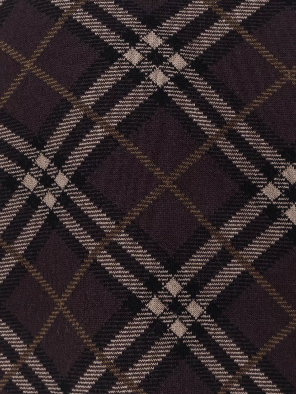 Burberry Check Pattern Cashmere Wool Crew-Neck Sweater