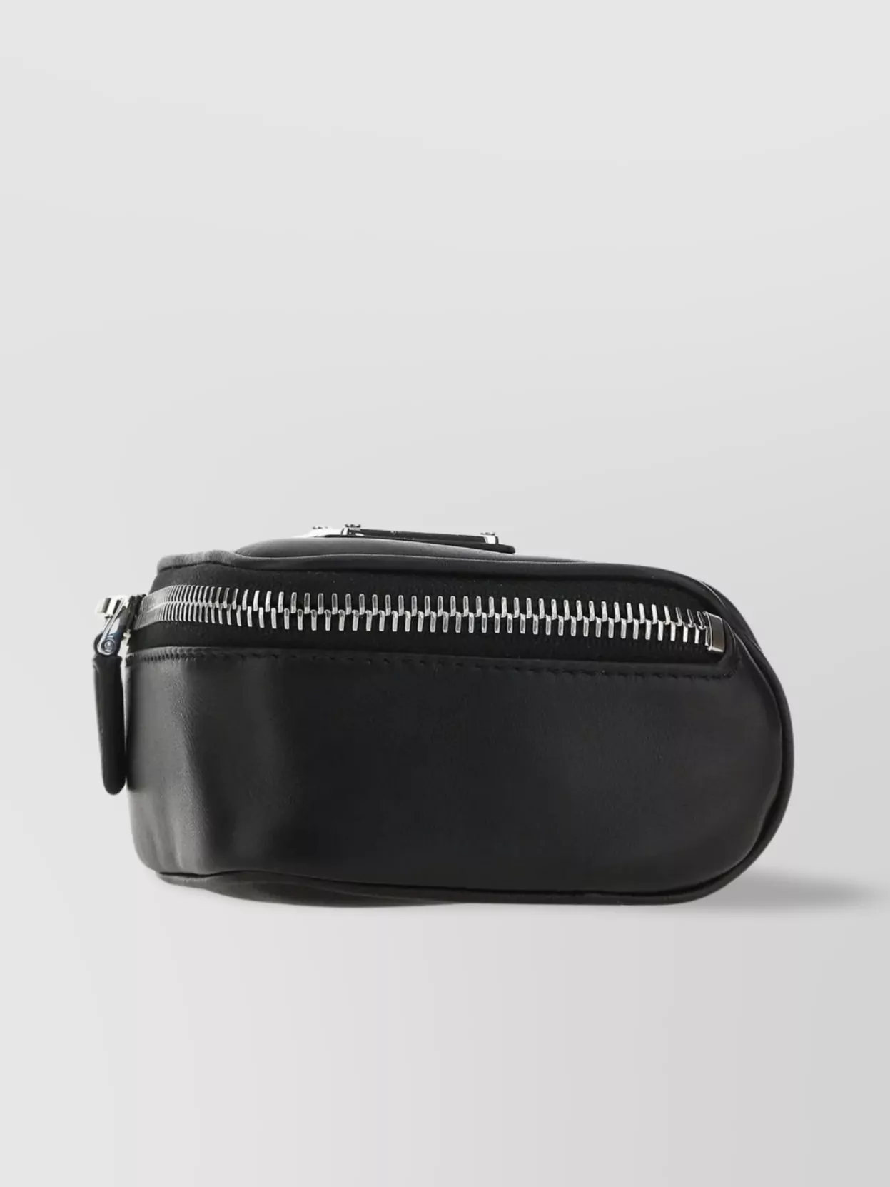 Shop Prada Leather Pouch With Detachable Strap And Silver-tone Hardware