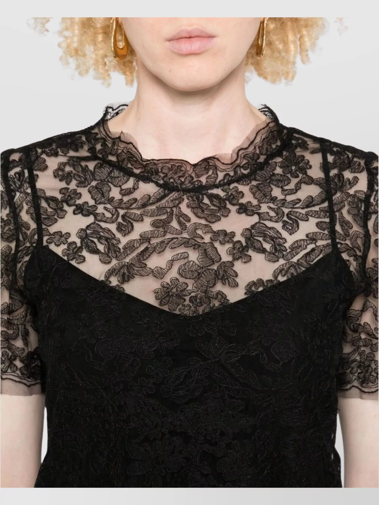 Ermanno Scervino Floral Lace Short Sleeve Top