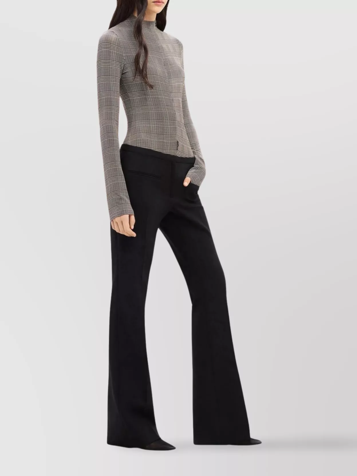 Courrèges High Neck Stretch Body With Prince Of Wales Check