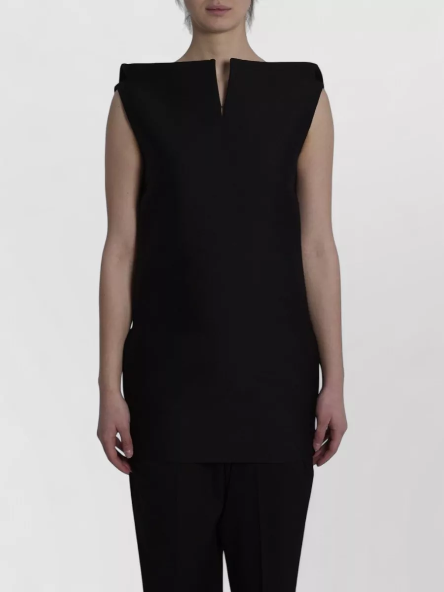 Balenciaga Silk Wool Fitted V-Neck Open-Back Mini Dress