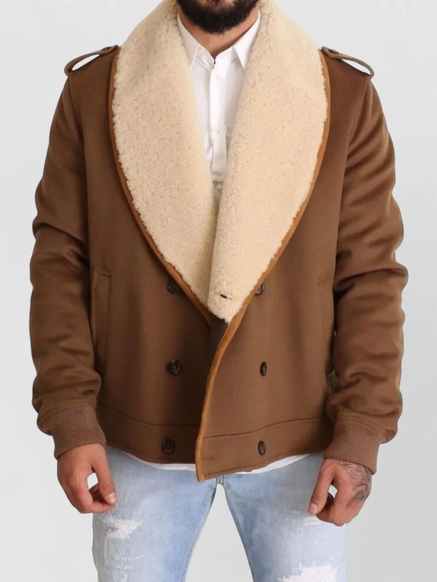 Dolce&Gabbana Wool cashmere shearling double breasted coat