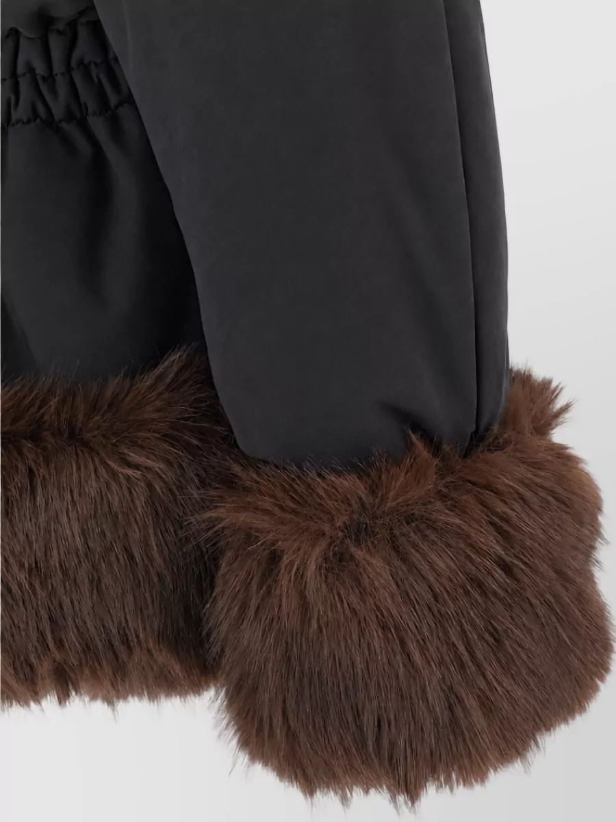The Andamane Belted Faux Fur Trim Shawl Collar Jacket