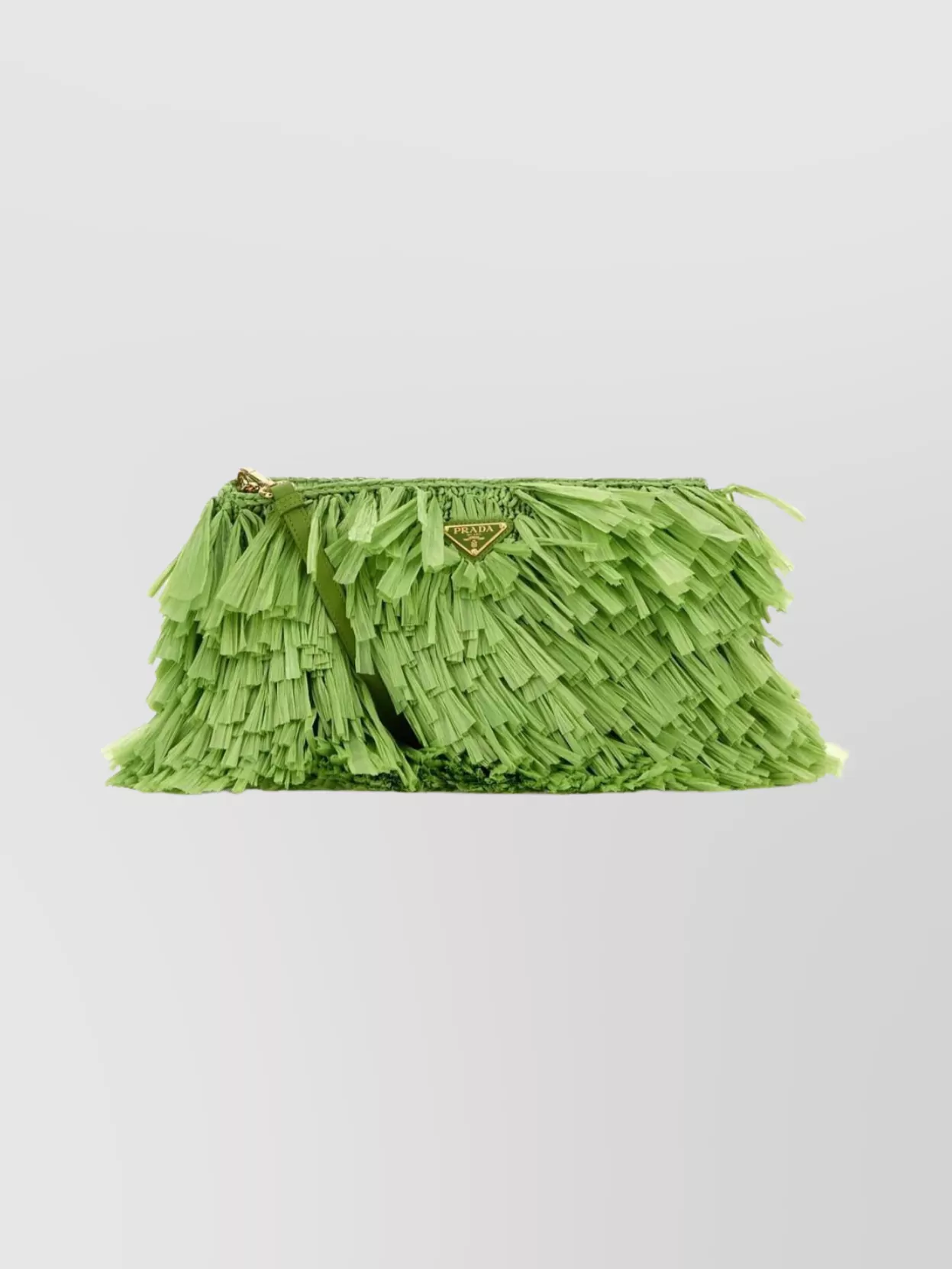Prada Crochet Clutch Bag Fringe Detailing In Green