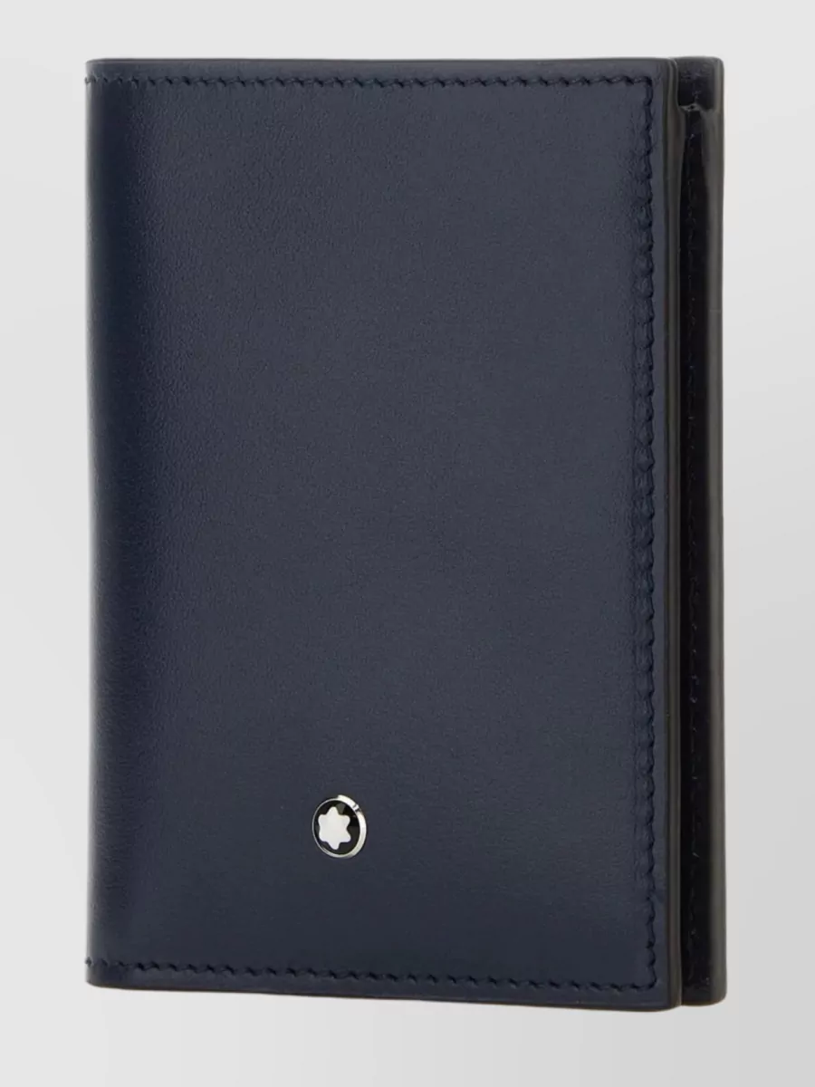 Shop Montblanc Leather Bifold Wallet With Metal Hook In Blue