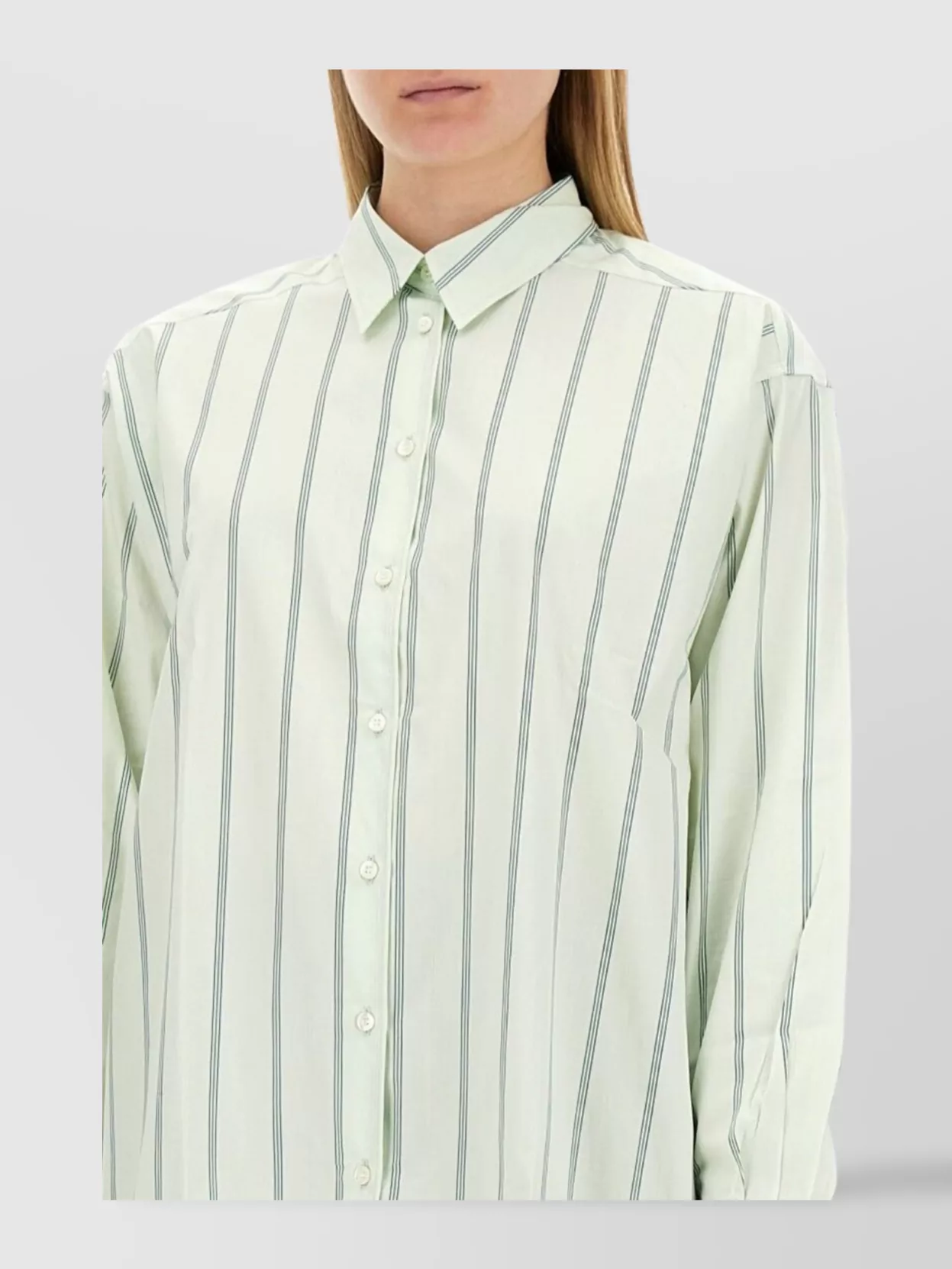 Shop Aspesi Collared Striped Shirt Cuffed Sleeves