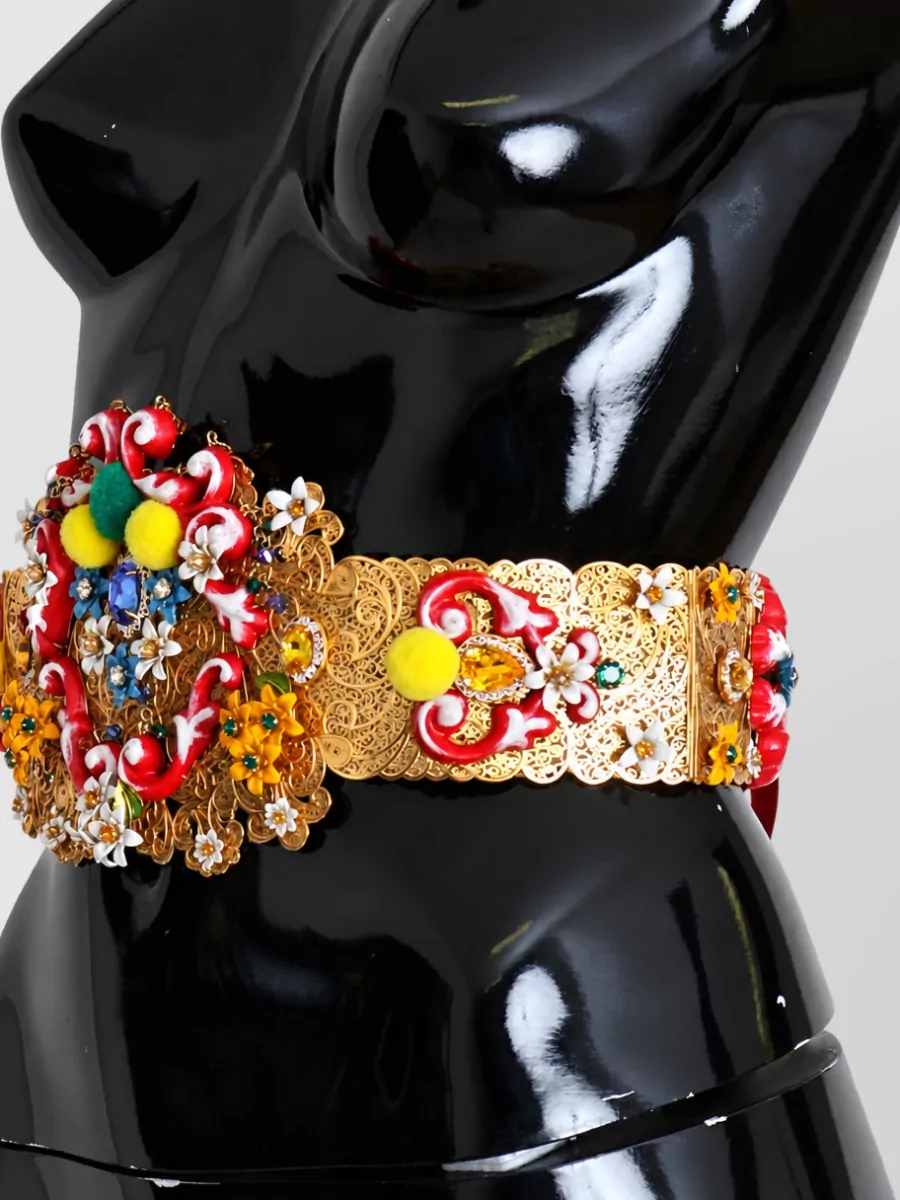 Dolce&Gabbana crystal-embellished floral wide waist belt