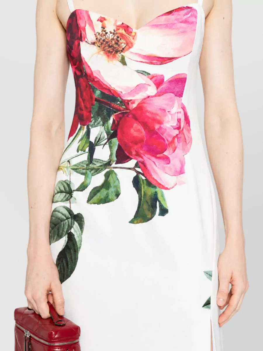 Alice + Olivia Floral-Print Side-Slit Midi Dress