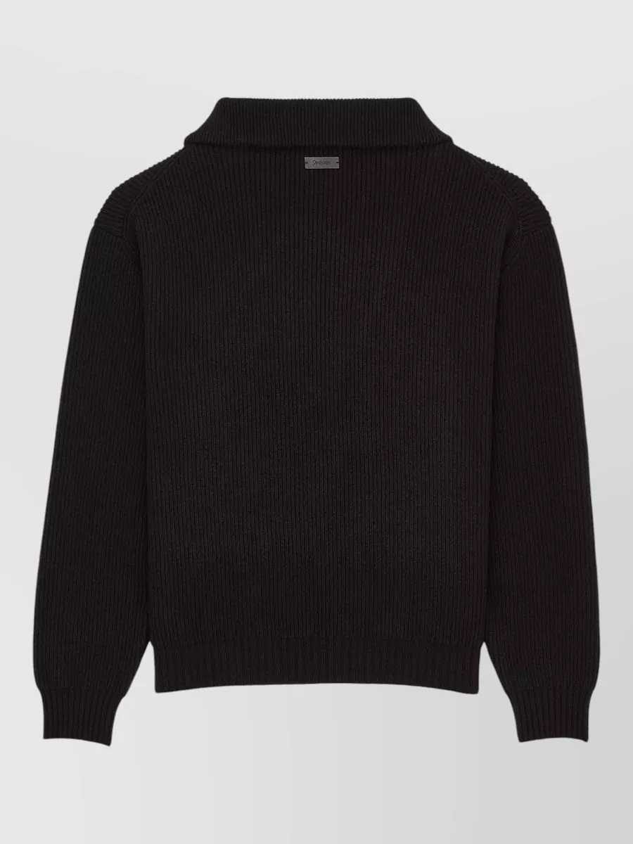 Saint Laurent Wool Ribbed Half-Zip Sweater