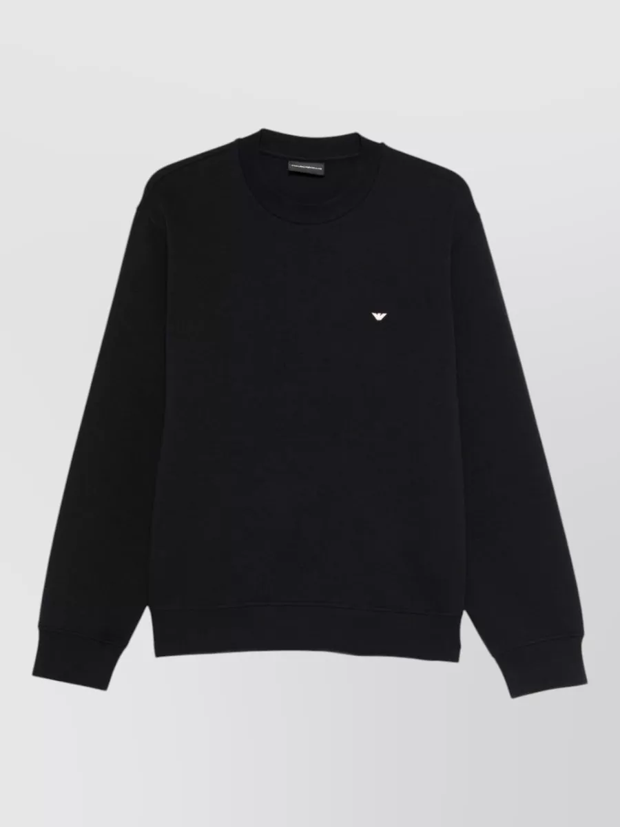 Emporio Armani cotton logo embroidered crewneck sweatshirt