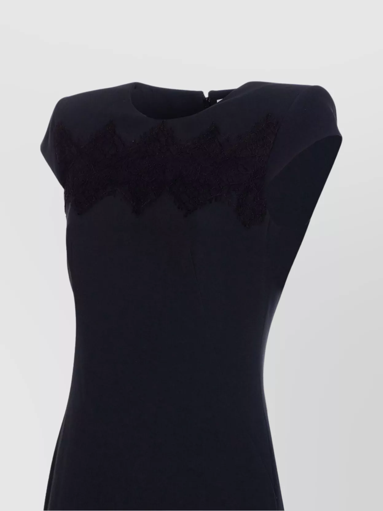 Alexander Mcqueen Slit Back Cap Sleeve Crewneck Lace Midi Dress