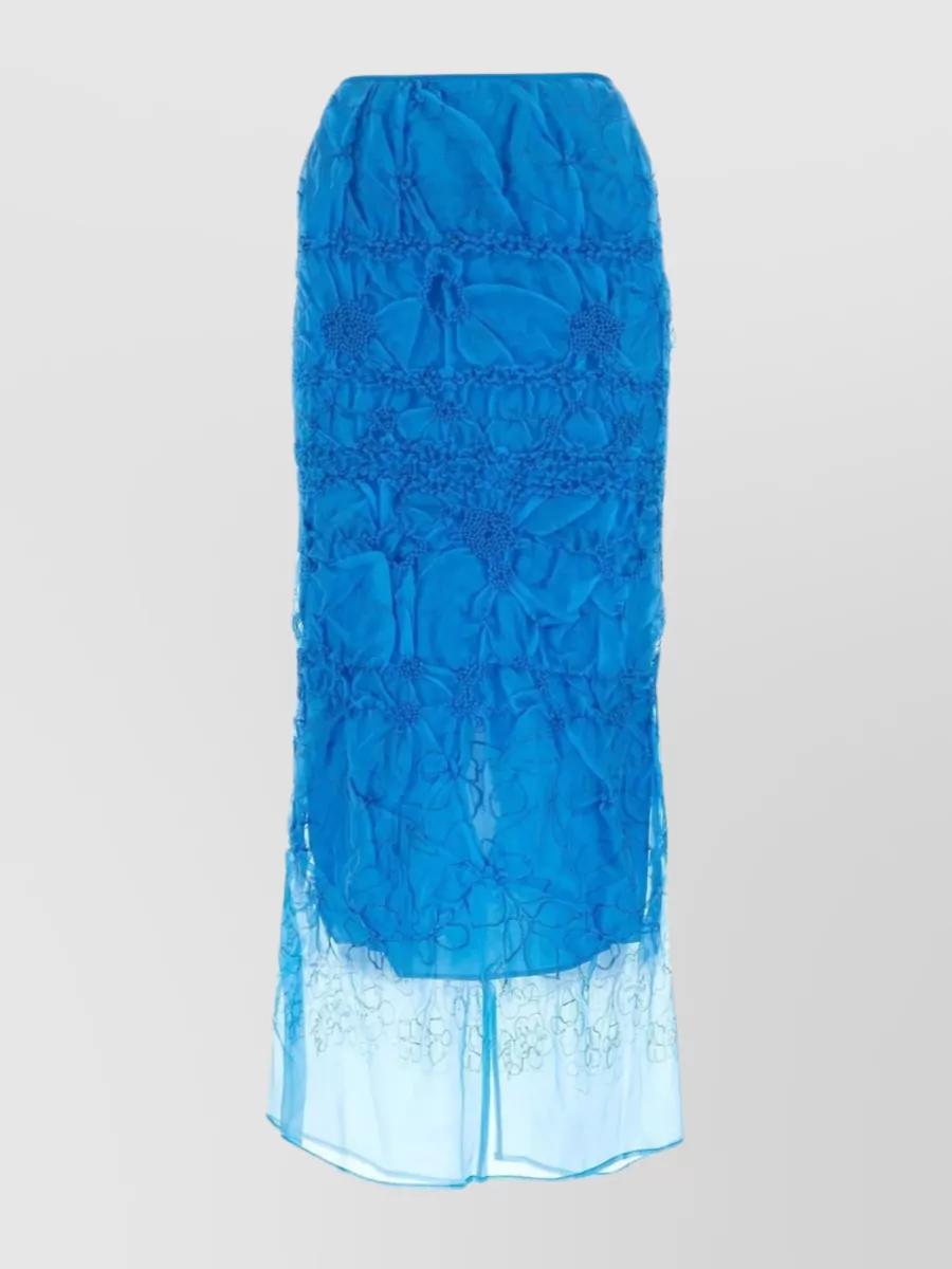 Shop Cecilie Bahnsen Silk Blend Layered Skirt With Embroidered Detailing In Blue