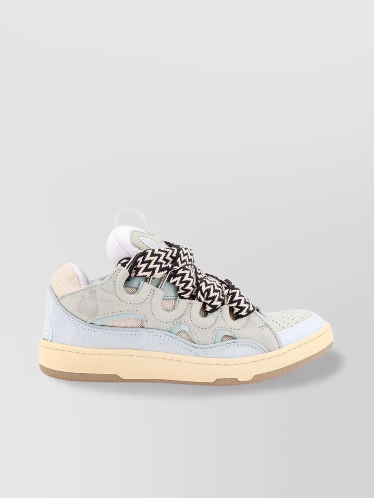 Lanvin Leather Sneakers With Mesh Inserts And Perforated Detailing