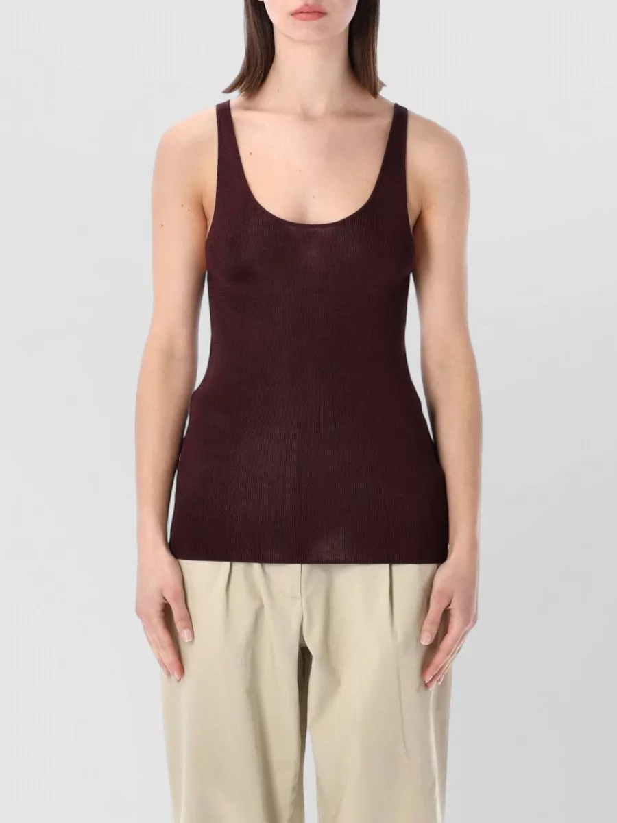 The Frankie Shop rayon slim-fit scoop-neck sleeveless knit tank top