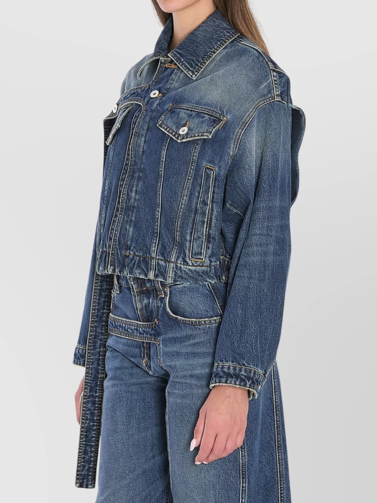 Jean Paul Gaultier Denim Strap Jacket With Belted Waist