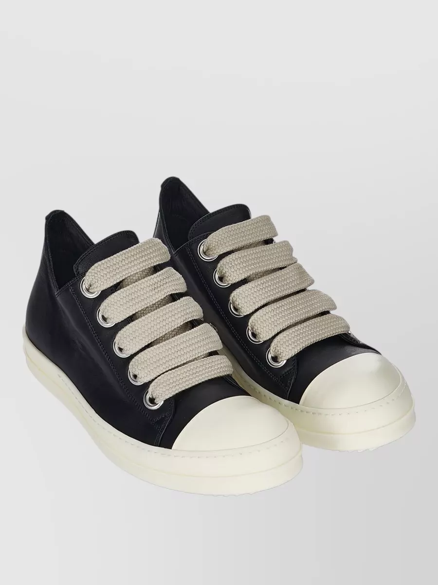 Rick Owens Low Sneakers Contrasting Sole Eyelet Detailing Rubber