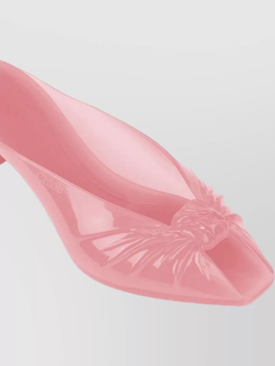 Chloé Jelly Knotted Pointed-Toe Kitten-Heel Mules