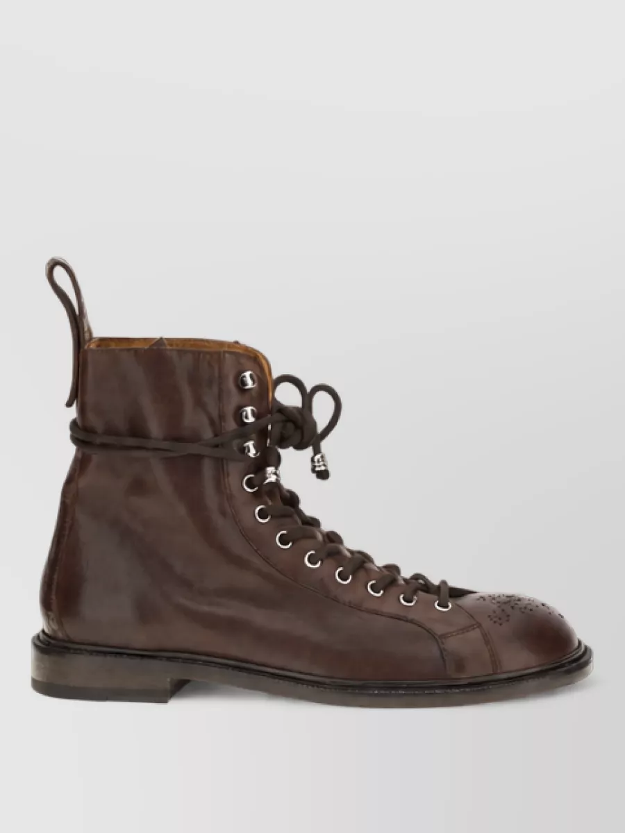 Versace Suede Leather Lace-Up Ankle Boots