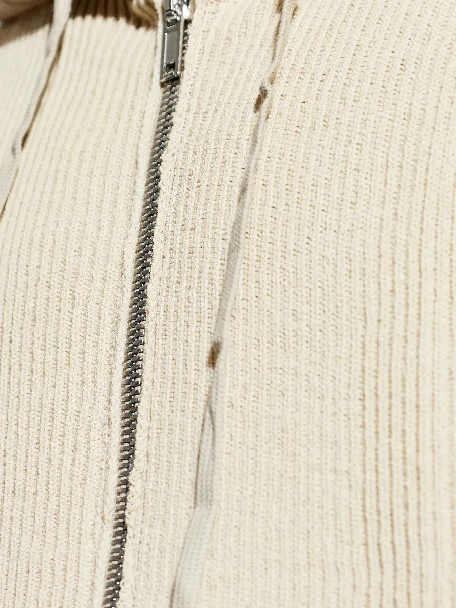 Rick Owens Ribbed Virgin Wool Zip Hoodie