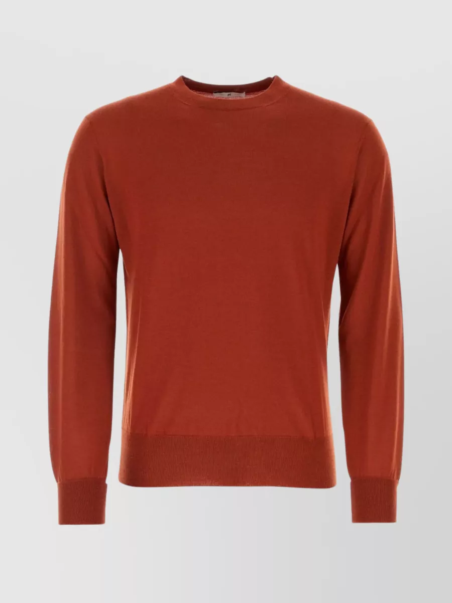 Shop Pt Torino Foldable Cuffs Virgin Wool Sweater In Red