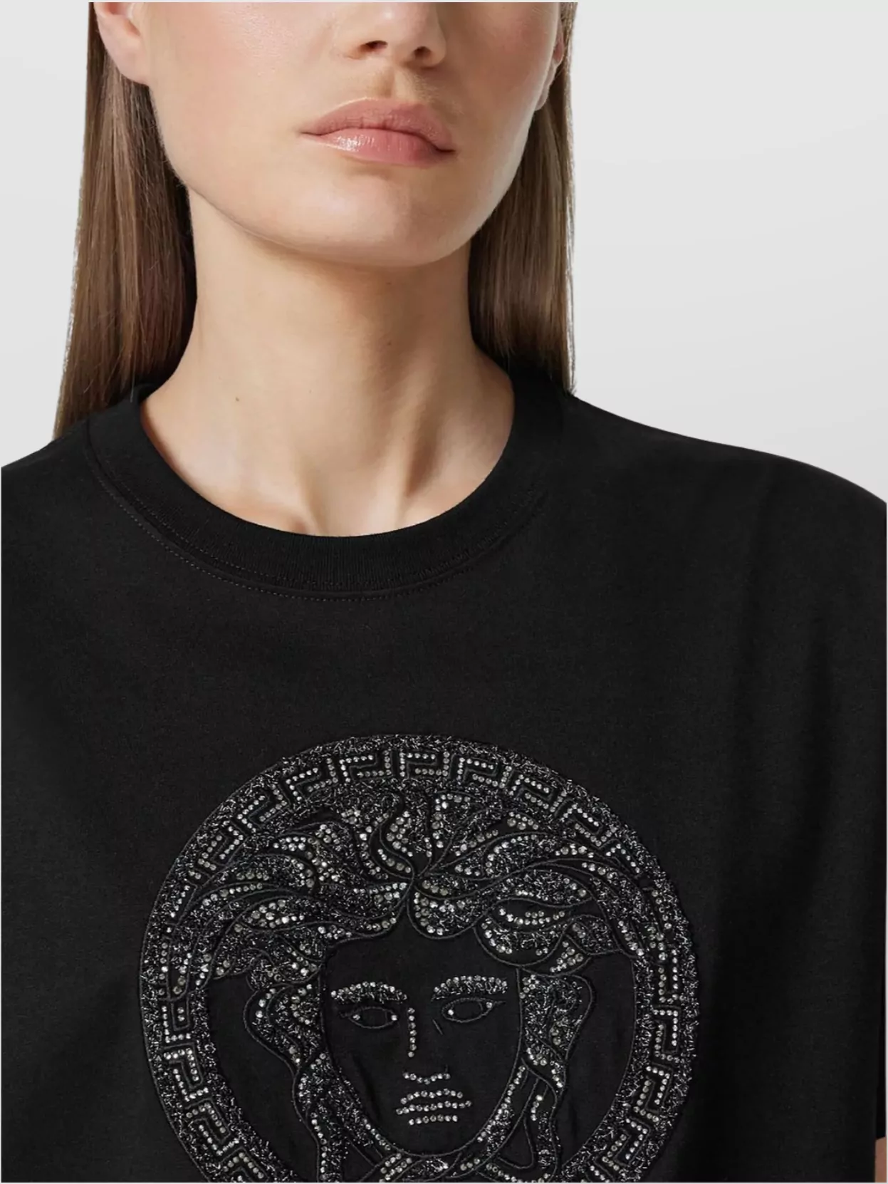 Versace Medusa Crew Neck Cotton Jersey T-Shirt