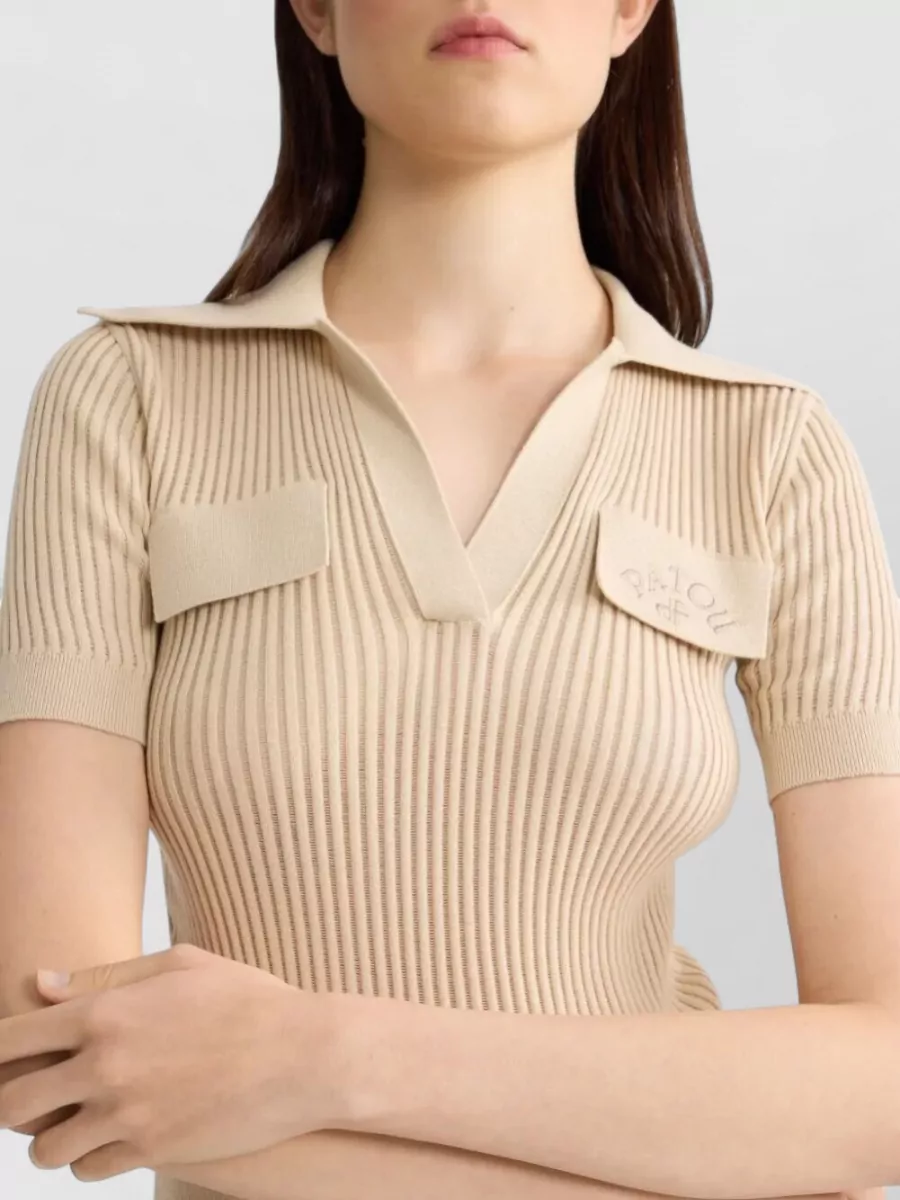 Patou Embroidered Cotton Knit Polo Shirt