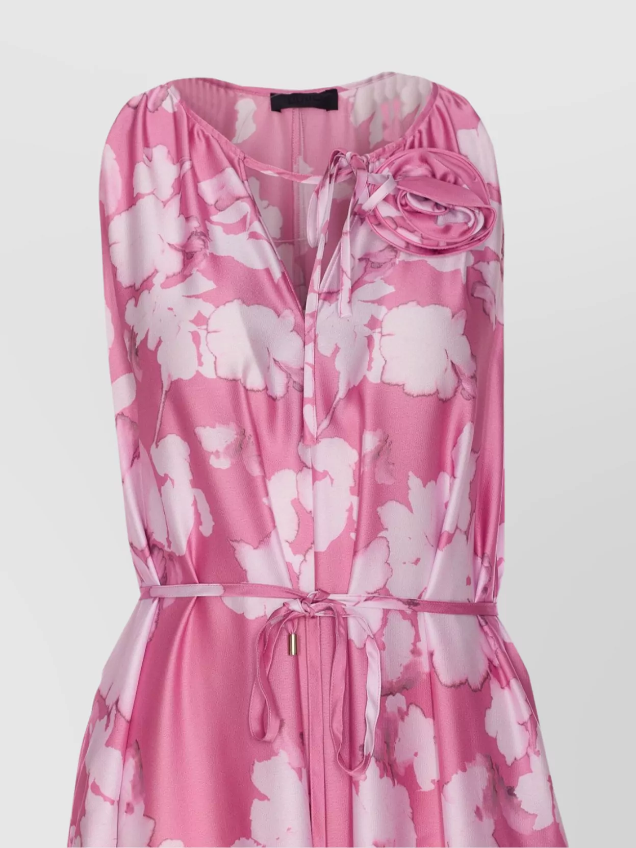 Liu Jo Belted Floral V-Neck Sleeveless Dress