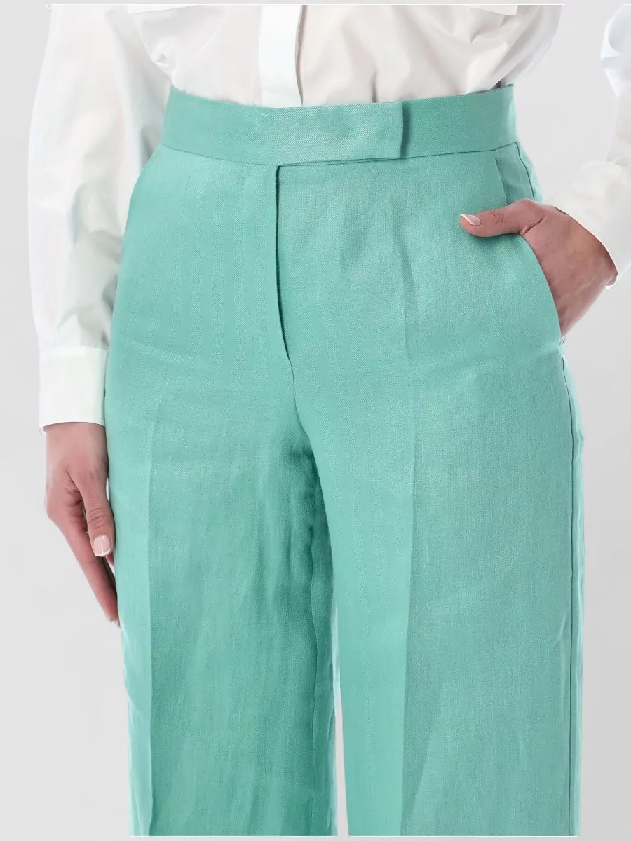 Max Mara Linen High-Rise Wide-Leg Trousers
