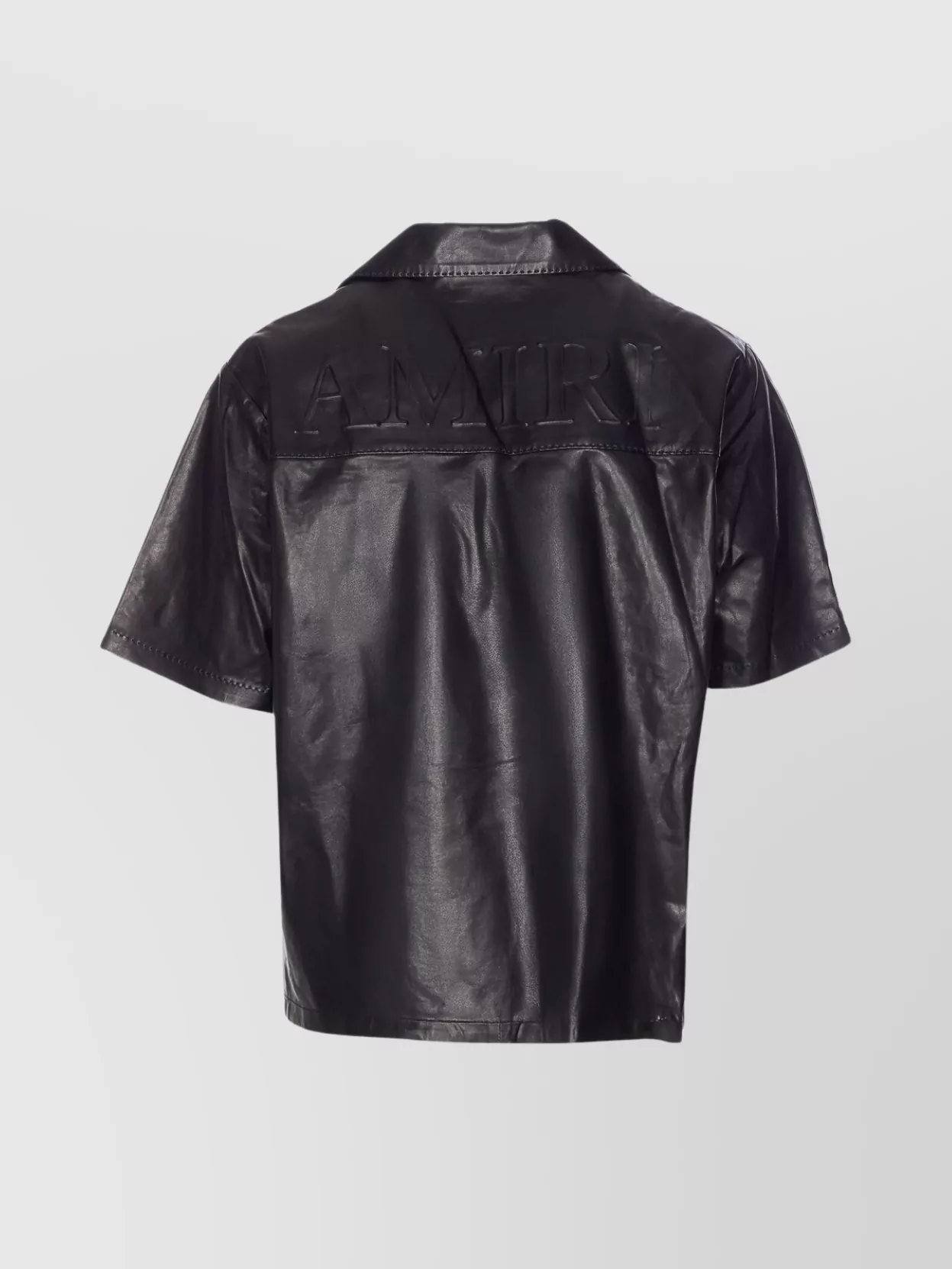 Amiri Short Sleeve Leather Jacket With Chest Pocket In Black