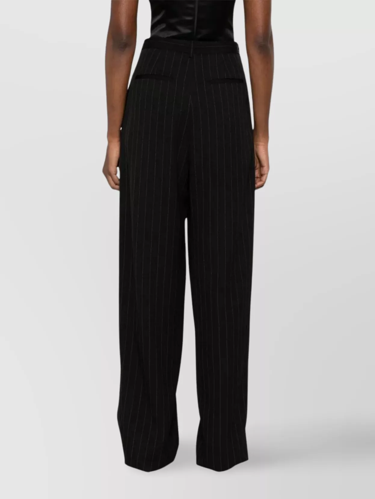 Sportmax Wide-Leg High Waist Pinstripe Trousers With Pockets