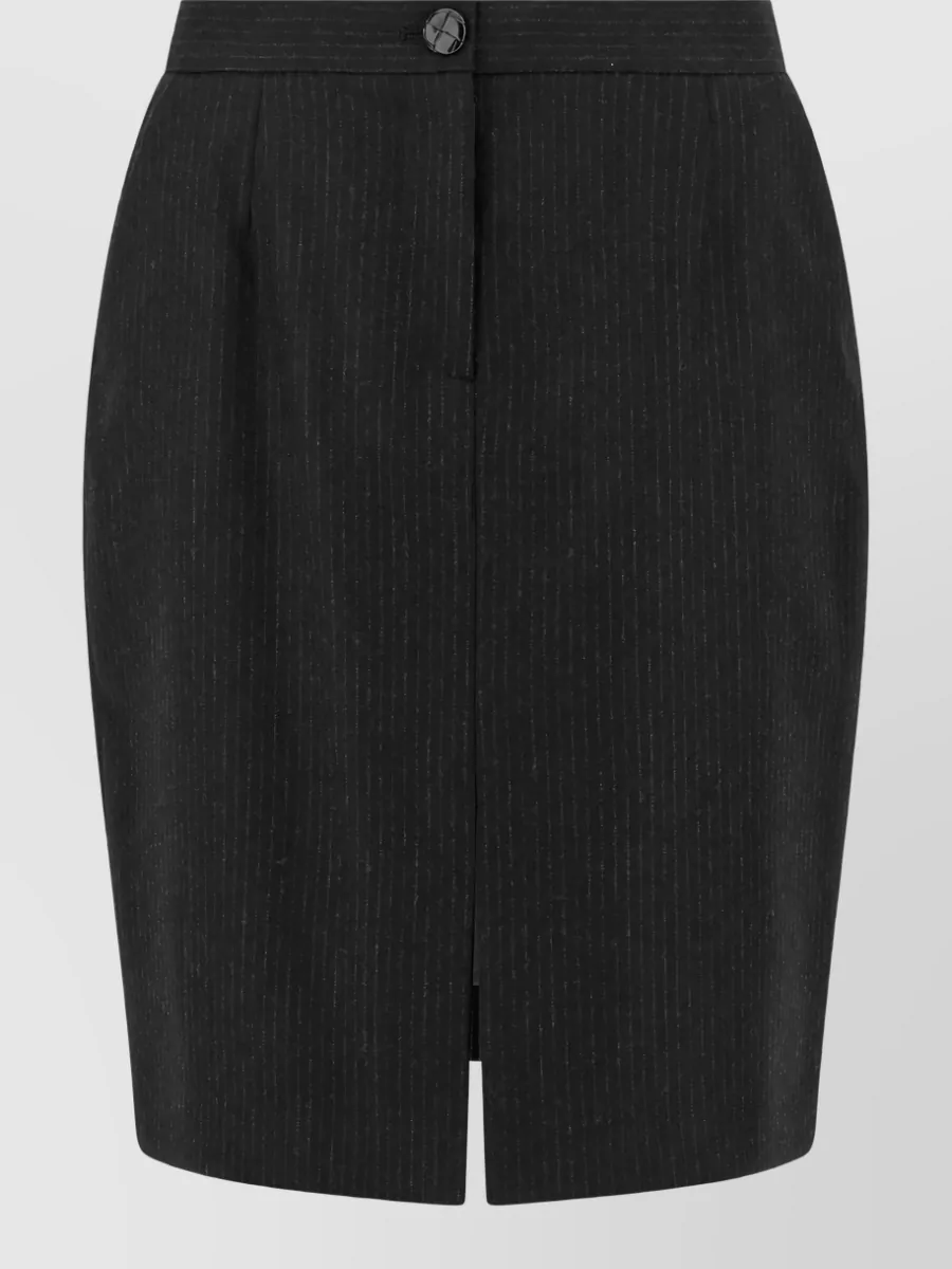 Blazé Milano Wool Pinstripe High-Rise Midi Pencil Skirt