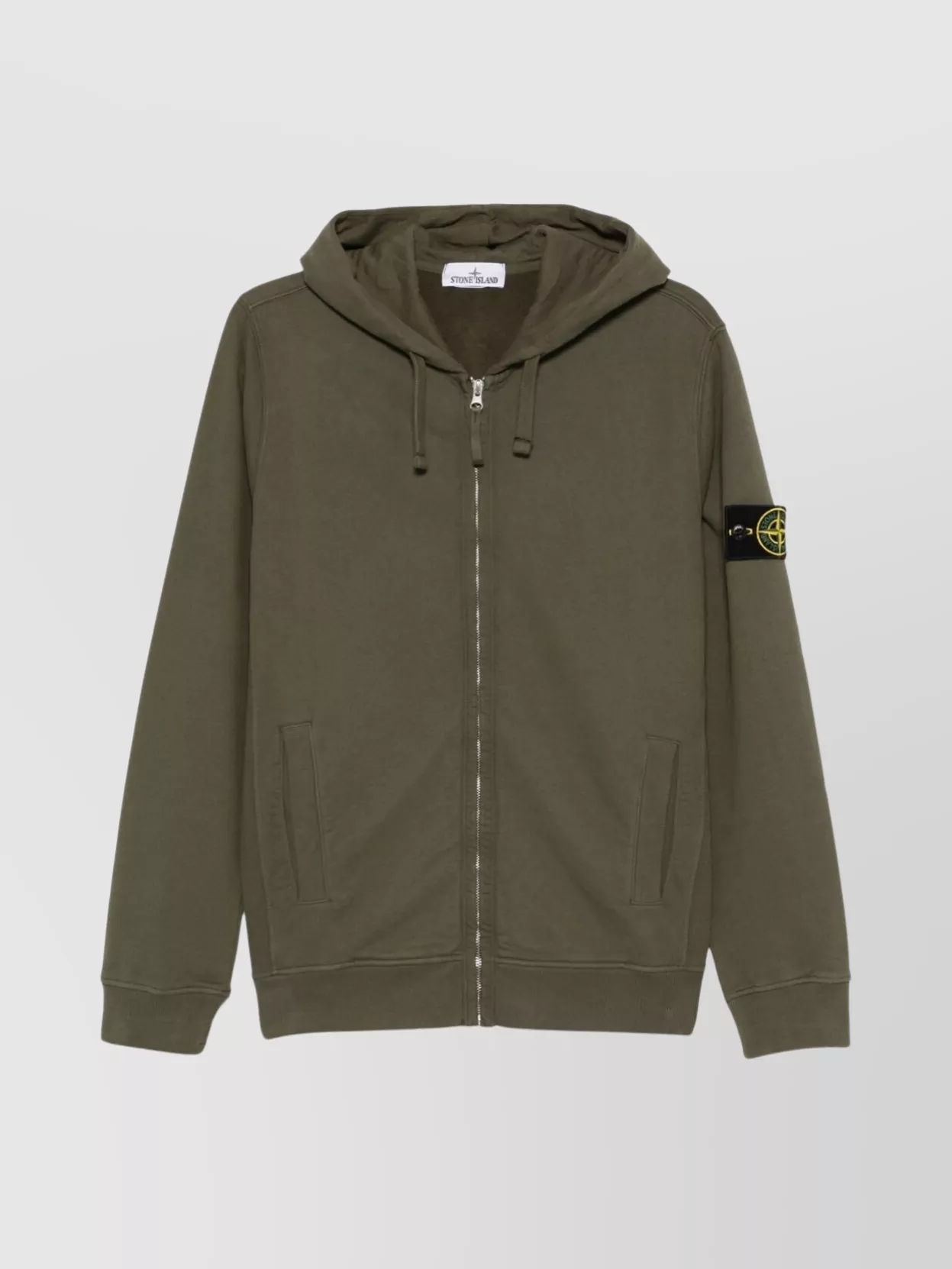 Stone Island Logo Cotton Hoodie With Drawstring Hood