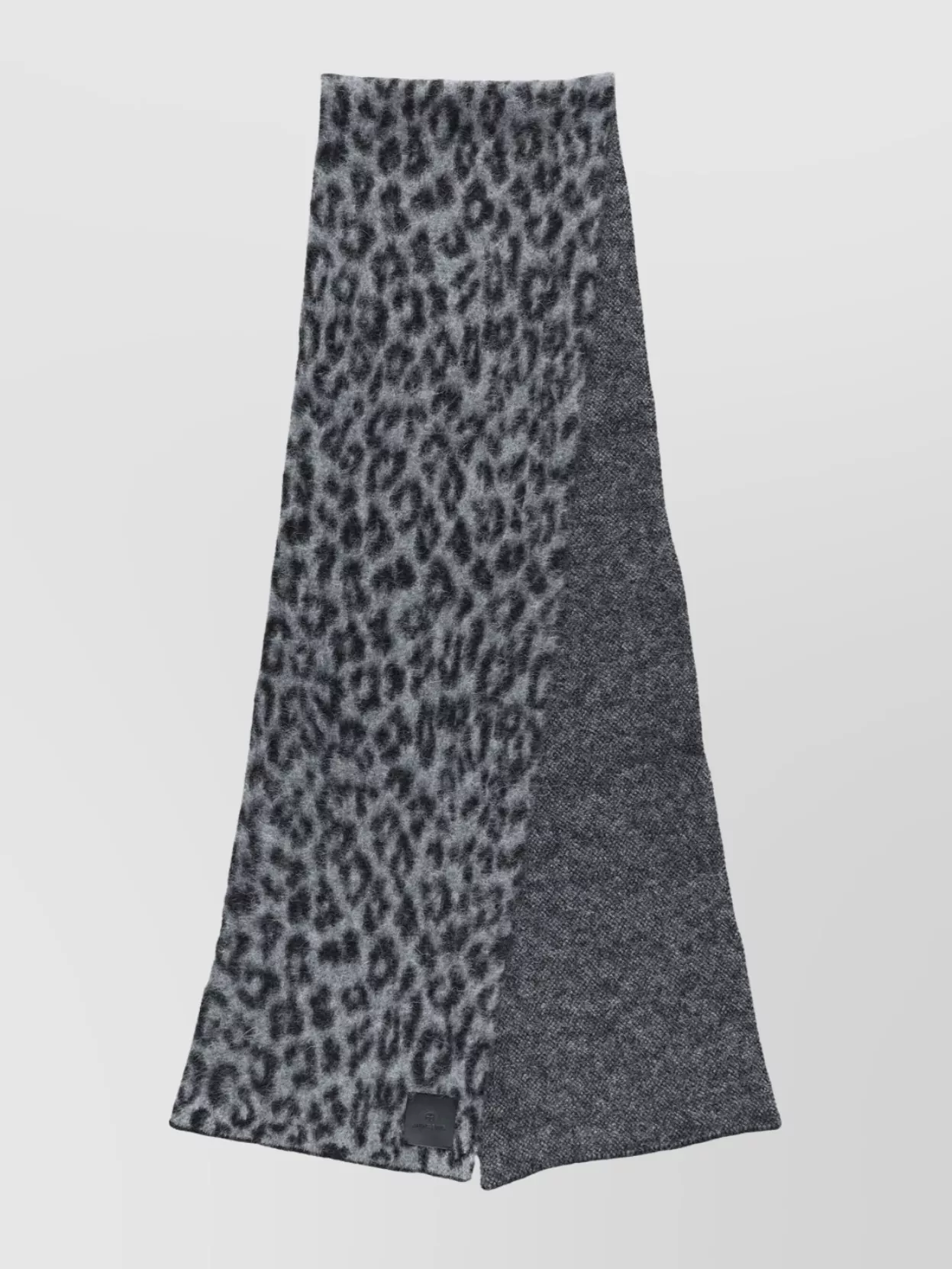 Anine Bing Rectangular Animal Pattern Scarf With Frayed Edges In Gray