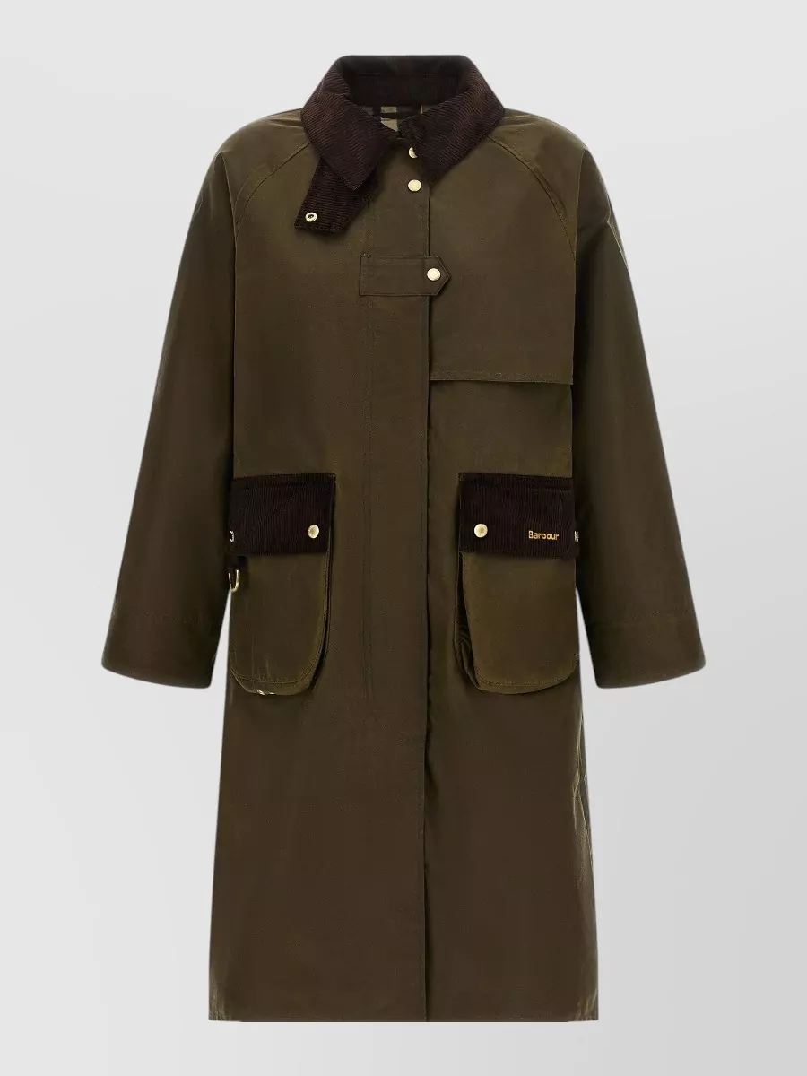 Barbour waxed cotton single breasted coat