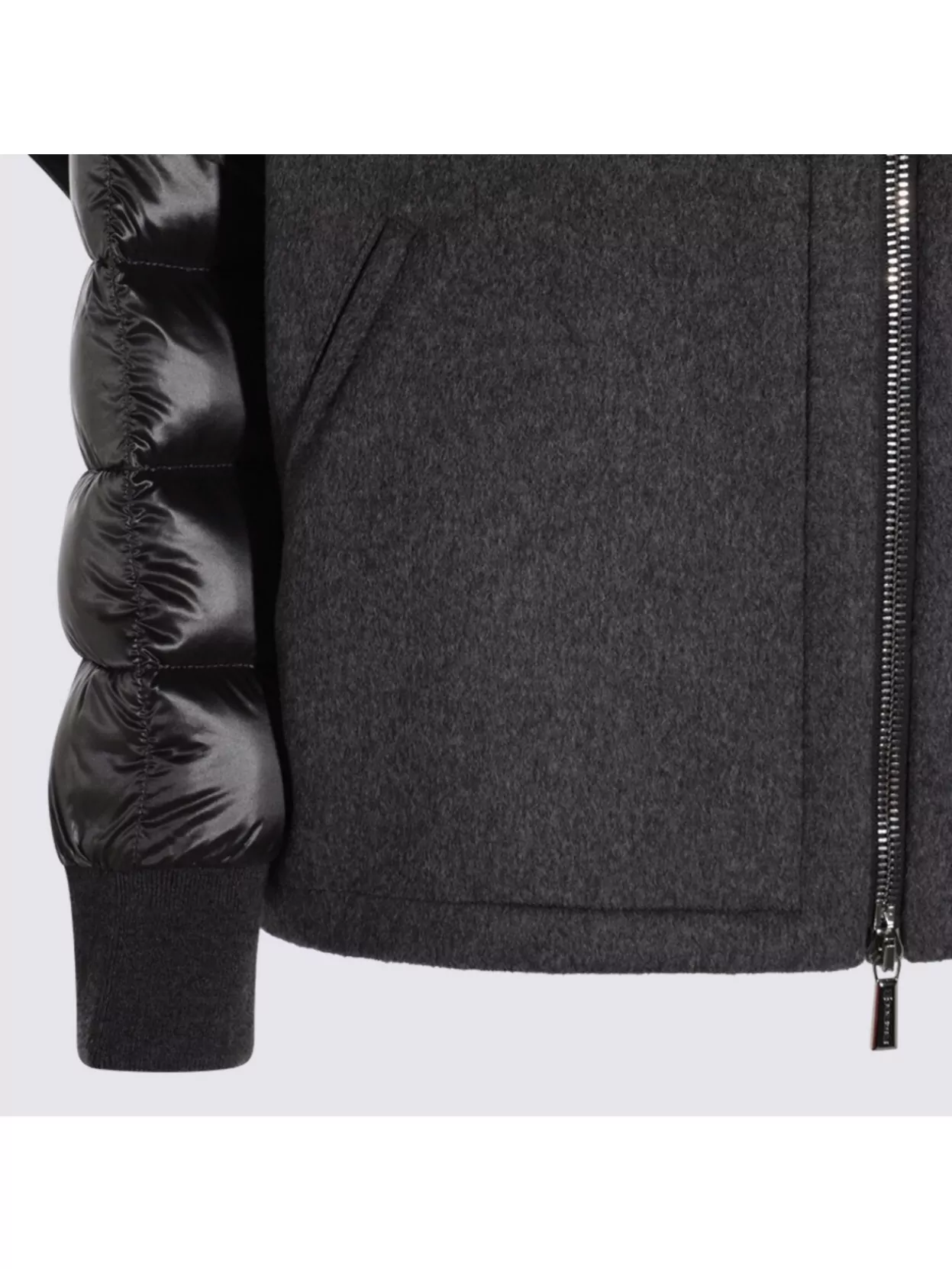 Moorer Hooded Jackets With Fur Trim And Quilted Sleeves In Gray