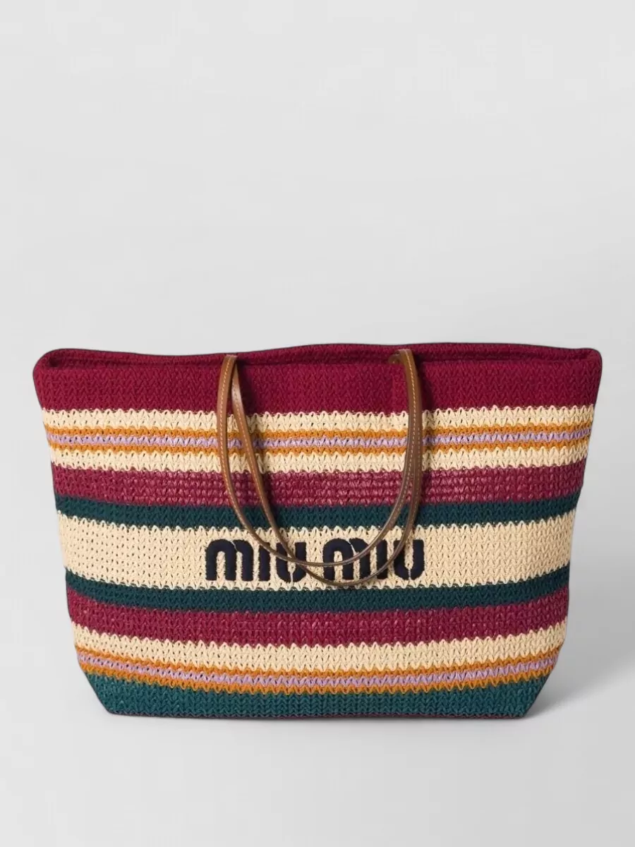 Miu Miu Raffia Cotton Beach Bag