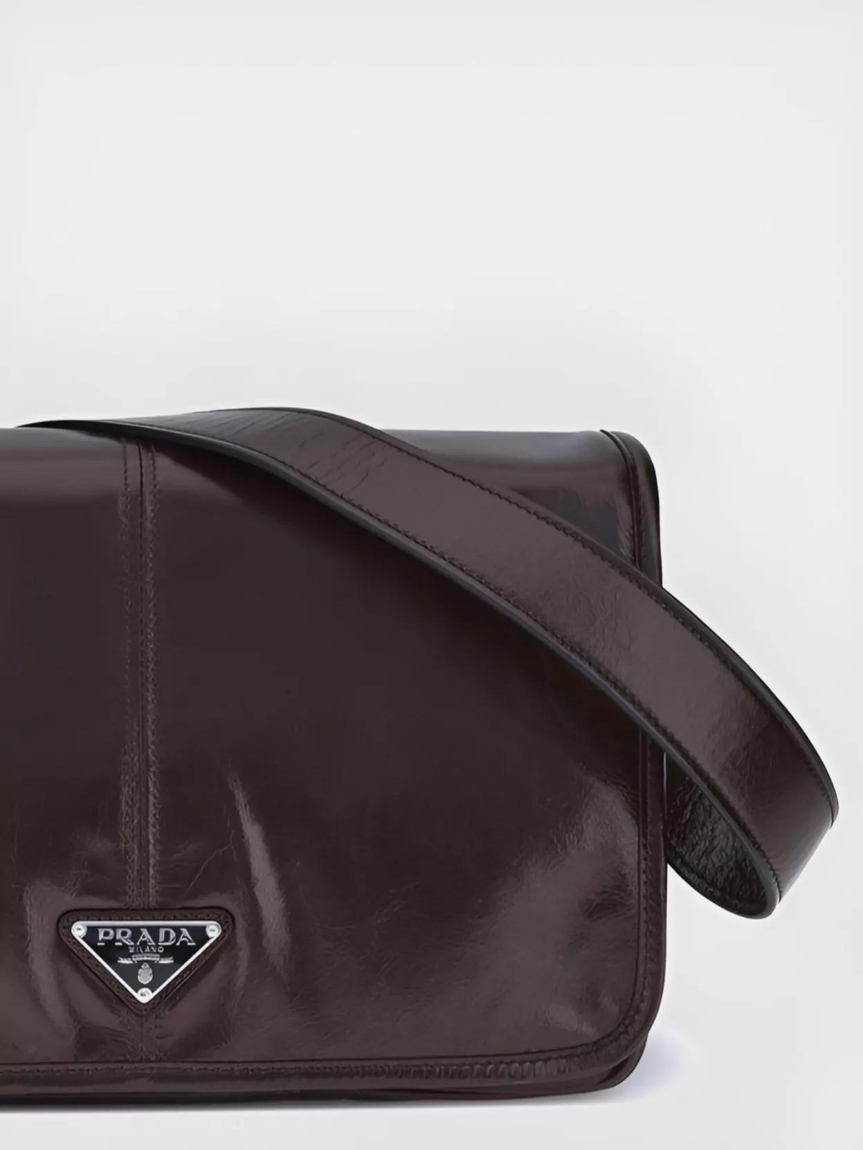Prada Adjustable Leather Shoulder Bag With Zippered Welt Pocket