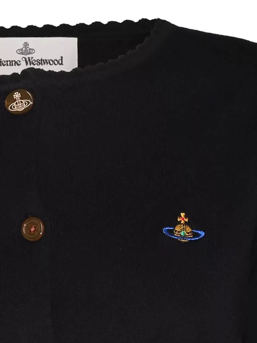 Vivienne Westwood Cashmere Blend Cropped Ribbed Crewneck Cardigan