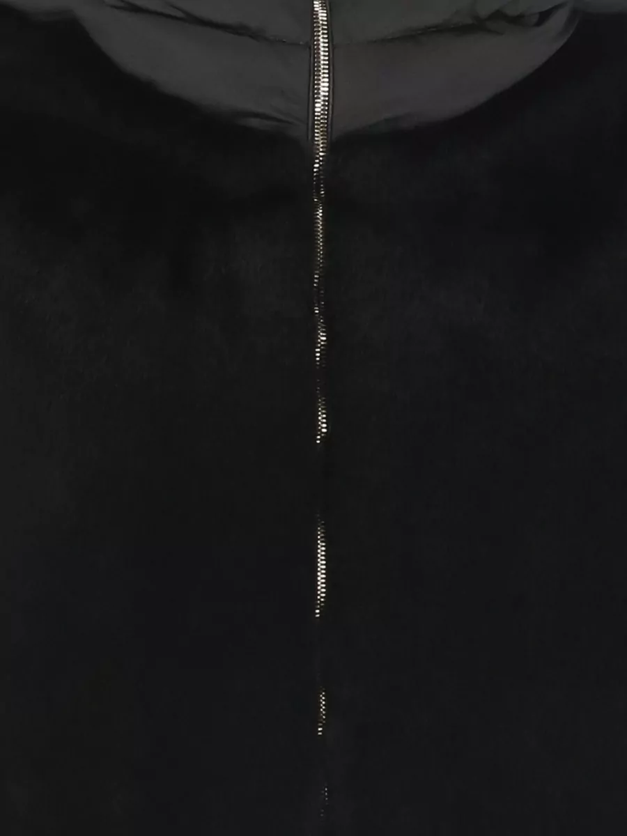 Herno Hooded Faux Fur Cape Quilted Sleeves