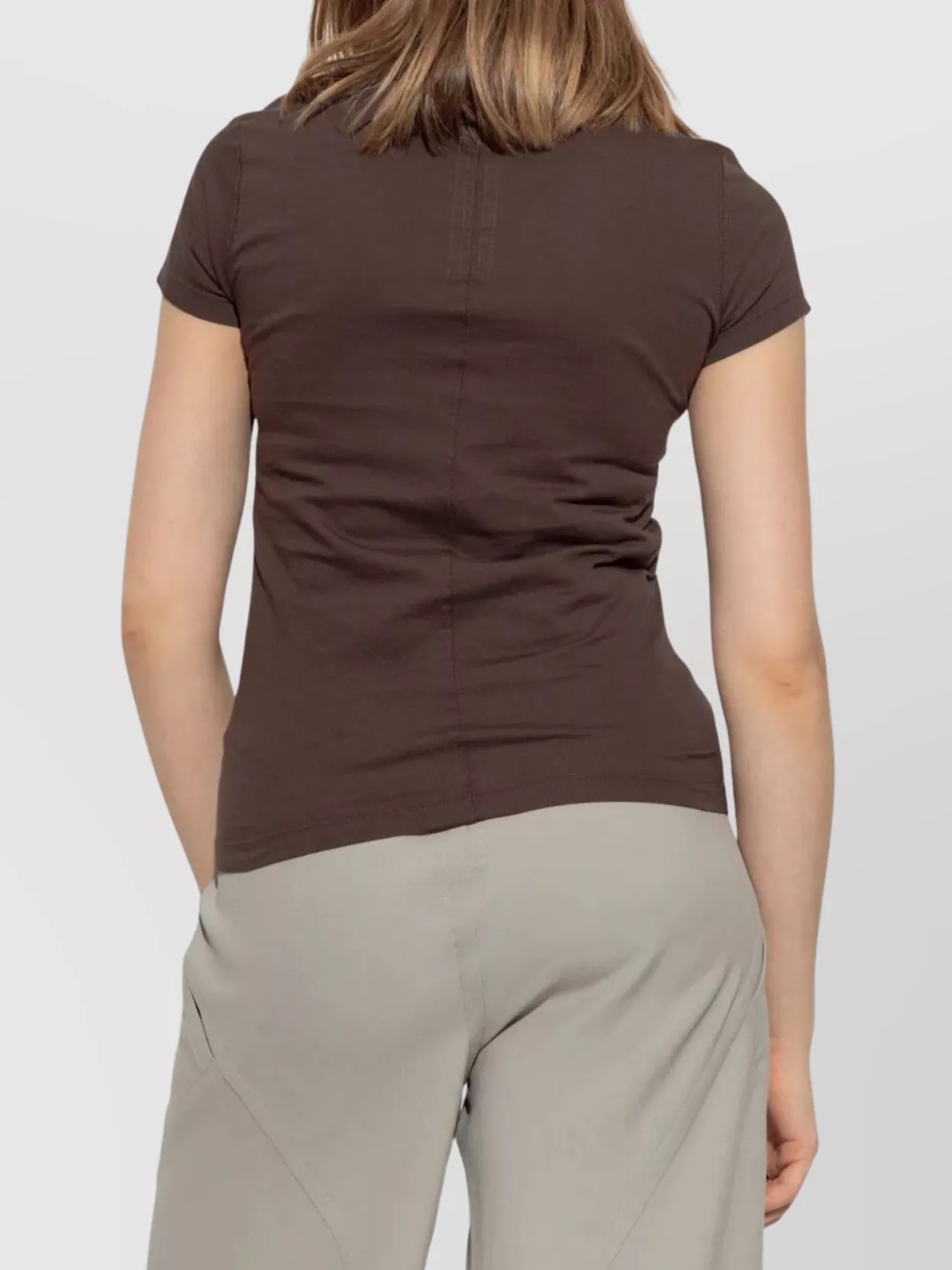 Rick Owens Cropped T-shirt Level T In Brown