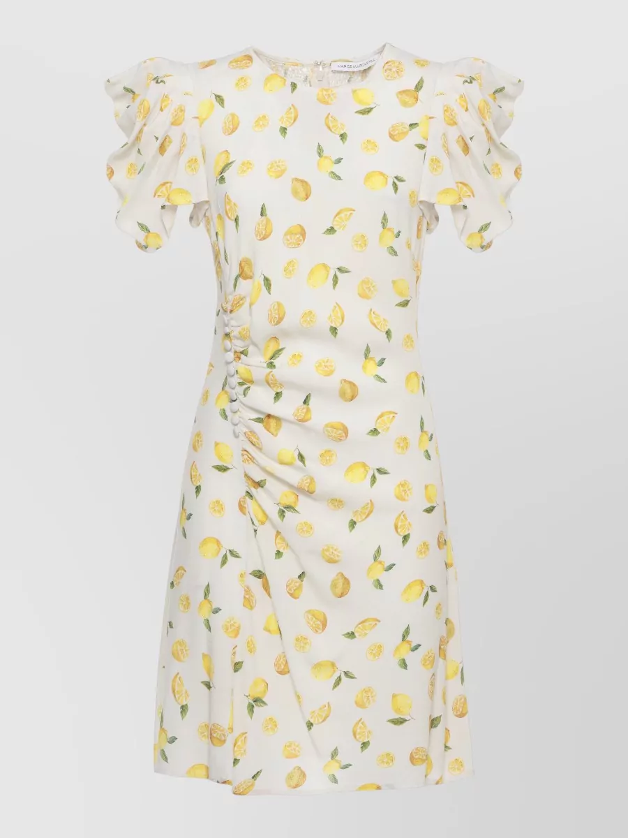 Mar de Margaritas Printed draped knee-length dress